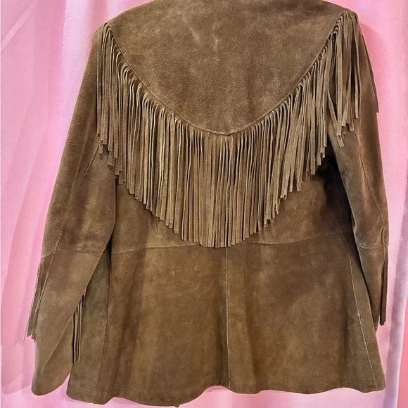 Vintage Suede Leather Jacket With Fringe! - Picture 3 of 10